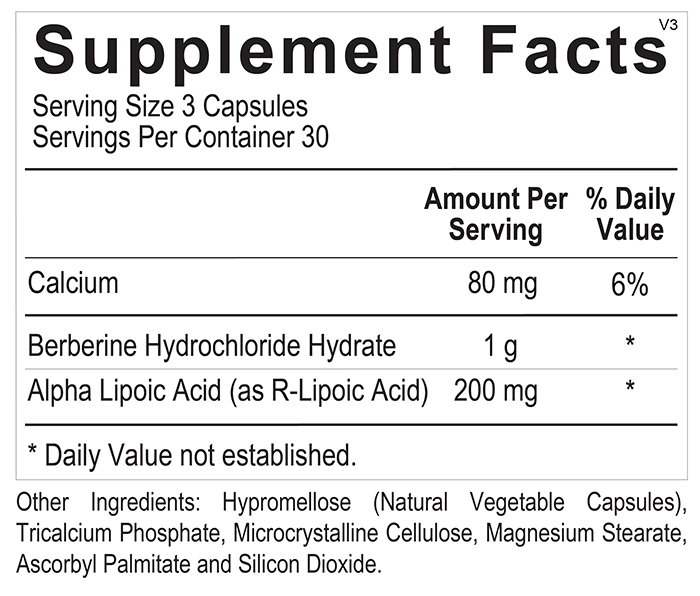 Rose Nutrients Berberine Supplement Fact