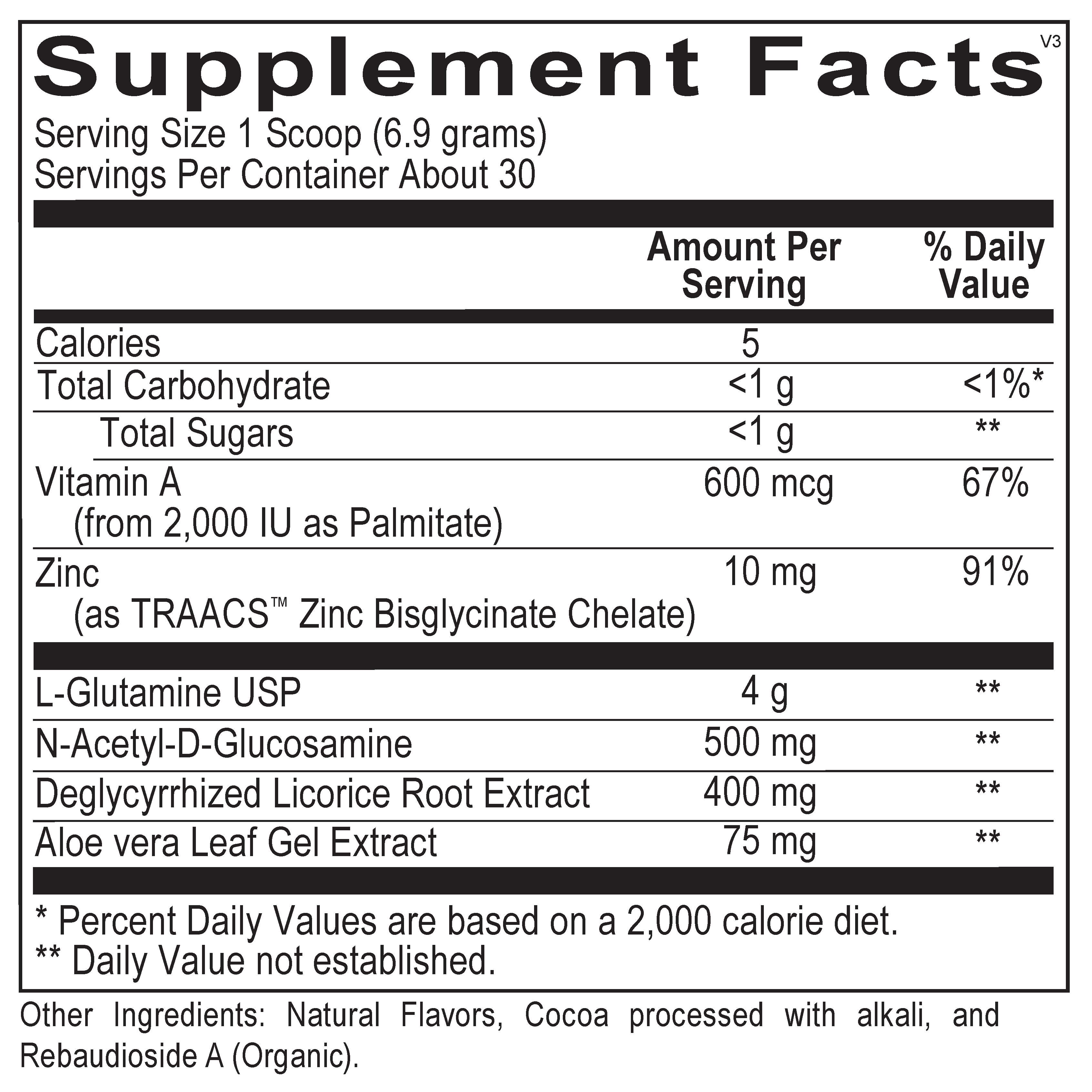 Rose Nutrients Glutacore Chocolate Supplement Facts