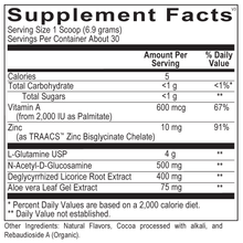 Load image into Gallery viewer, Rose Nutrients Glutacore Chocolate Supplement Facts
